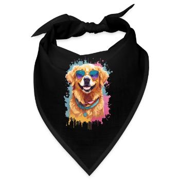 Golden Retriever Farbsplash Sonnenbrille Coolness - Bandana - Schwarz - Vorne