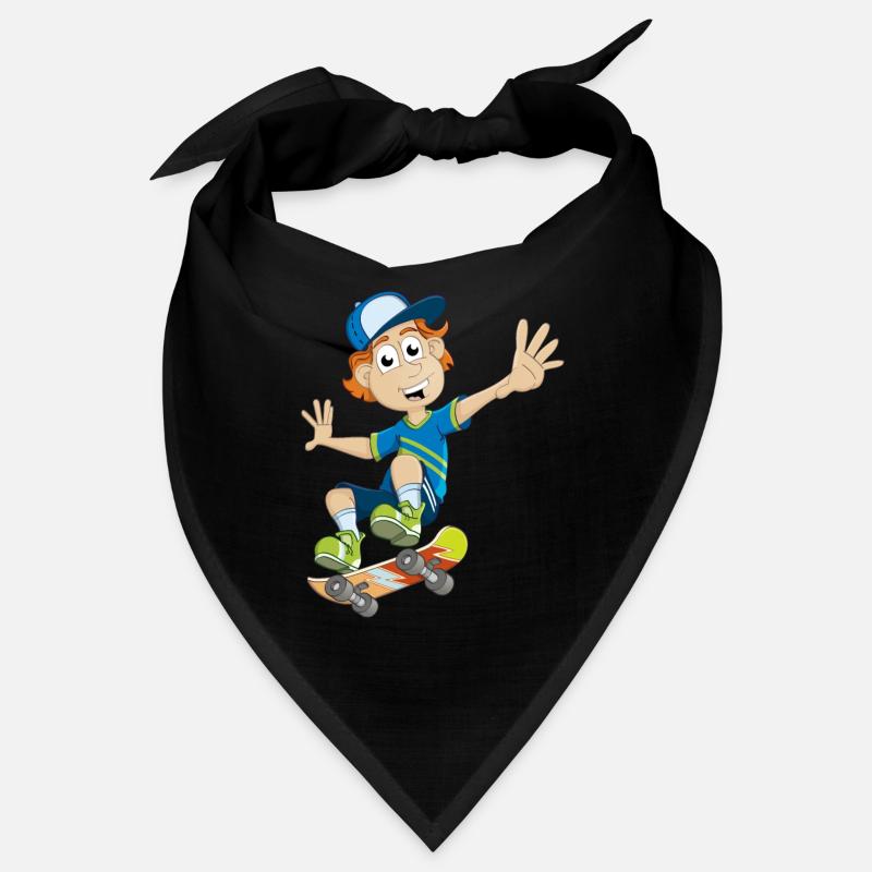 Zeichnung eines Jungen auf einem Skateboard Bandana