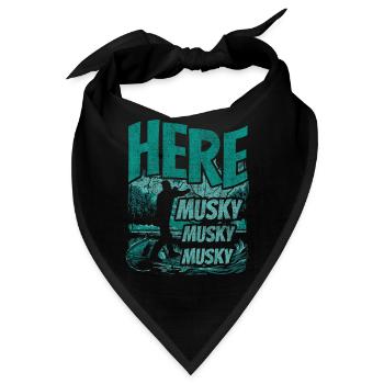 Here Musky Musky Musky Musky Fishing - Bandana - Schwarz - Vorne