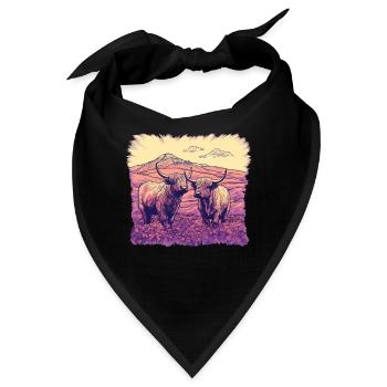 Rustikale Schottische Hochlandkuhlandschaft Und - Bandana - Schwarz - Vorne