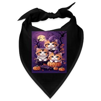 Trio von Kätzchen im Halloween-Stil - Bandana - Schwarz - Vorne