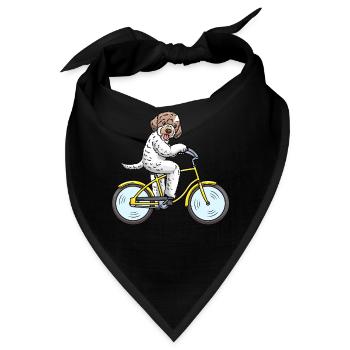 Lagotto Romagnolo Hund Auf Einem Fahrrad - Bandana - Schwarz - Vorne