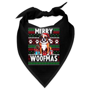 Hässlicher Weihnachtspullover Boxer Hund - Dog Christmas - Bandana - Schwarz - Vorne