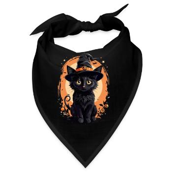 Schwarze Katze Halloween Hexe Niedliches Geschenk - Bandana - Schwarz - Vorne