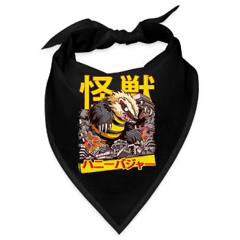 Kaiju Honigdachs Japanisch Anime Monster Ratel - Bandana - Schwarz - Vorne
