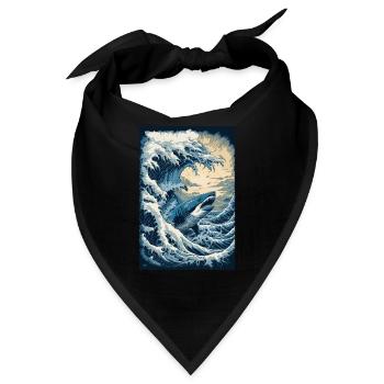 Megalodon Hokusai Japanische Kunst Kanagawa Humor - Bandana - Schwarz - Vorne