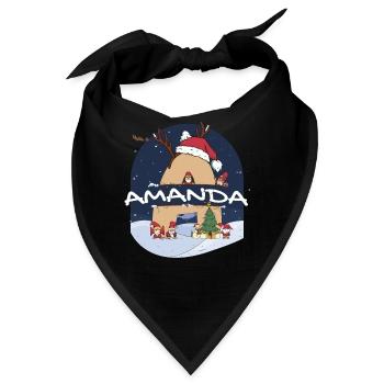 Fantastischer Amanda-Name mit Weihnachtsmütze im Weihnachtsthema - Bandana - Schwarz - Vorne