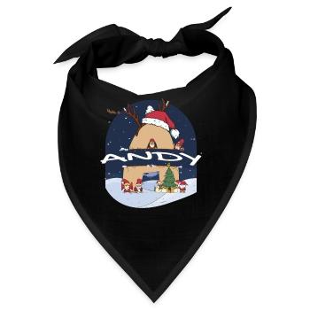 Fantastischer Andy-Name mit Weihnachtsmütze im Weihnachtsthema - Bandana - Schwarz - Vorne