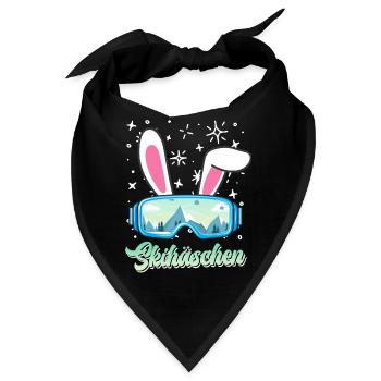 Skihäschen Hasenohren Skifahrer Shirt Frauen - Bandana - Schwarz - Vorne