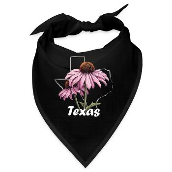Texas Flagge Mit Floralem Frühling Texas - Bandana - Schwarz - Vorne