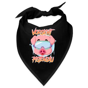 Skifahren Vorsicht Pistensau Skifahrer Skiurlaub - Bandana - Schwarz - Vorne