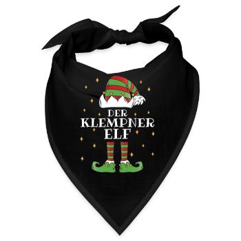 Der Klempner Elf - Familien Weihnachtsoutfit - Bandana - Schwarz - Vorne