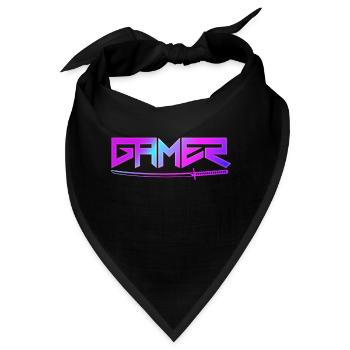 Gamer mit Schwert - Bandana - Schwarz - Vorne