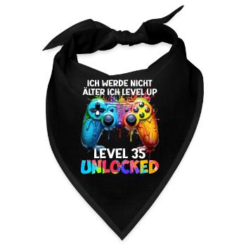 Level 35 Unlocked B-Day 35 Jahre Videospiel - Bandana - Schwarz - Vorne