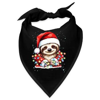 Weihnachtsdeko Faultier mit Weihnachtsbeleuchtung - Bandana - Schwarz - Vorne