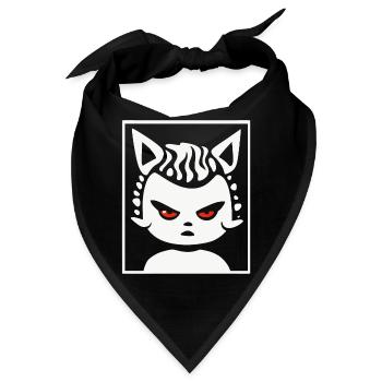 Rundliche moppeliges Katzen Mädchen - Bandana - Schwarz - Vorne