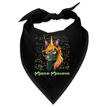 Cute and Playful Cat Unicorn Pastel Flower Floral - Bandana - Schwarz - Vorne