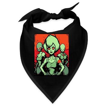 Cartoon Zombie-Damen - Bandana - Schwarz - Vorne
