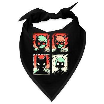 Cartoon Katzen-Superhelden-Squat - Bandana - Schwarz - Vorne