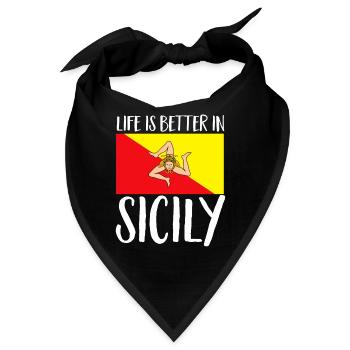 Sizilien Flagge Italien Sizilien - Bandana - Schwarz - Vorne