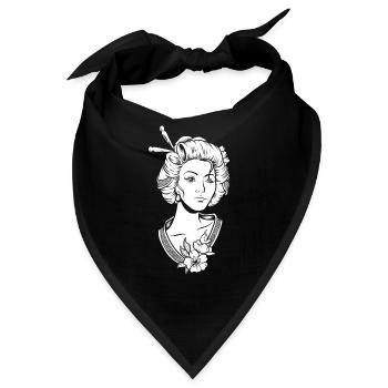 Geisha Blumen - Bandana - Schwarz - Vorne