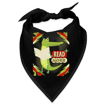 Lustiges Krokodil, Lesen, Buch, Zeitung Spruch - Bandana - Schwarz - Vorne
