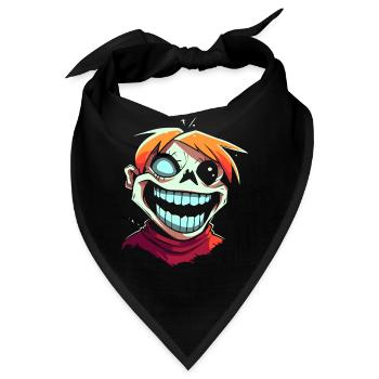 Cartoon Anime Stil Lustiger Verrückter Zombie-Ghul - Bandana - Schwarz - Vorne
