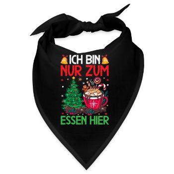 Weihnachten Essen Weihnachtsessen Heiligabend - Bandana - Schwarz - Vorne