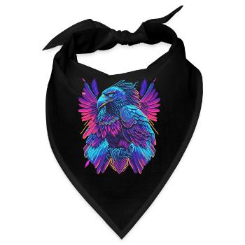 Neon Adler Synthwave Adler - Bandana - Schwarz - Vorne