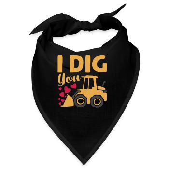 Ich mag dich Bagger Bulldozer Kran lustig Valentin - Bandana - Schwarz - Vorne