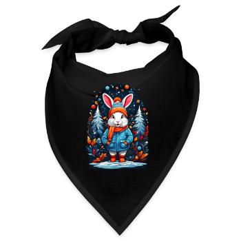 Schneehasen Mit Wintermütze Glückliche Schneehasen - Bandana - Schwarz - Vorne