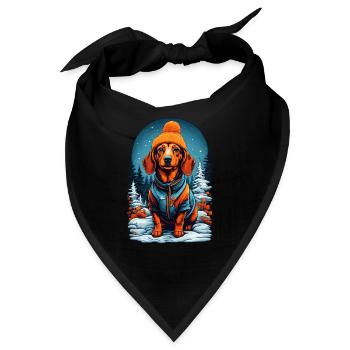 Dachshund In Winter Hat Happy Dachshund - Bandana - Schwarz - Vorne