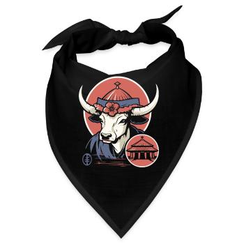 Japanische Edo Geisha Kuh - Bandana - Schwarz - Vorne