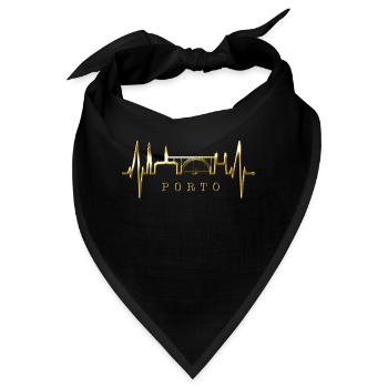 Porto Skyline Herzschlag Portugal Herz Love Porto - Bandana - Schwarz - Vorne