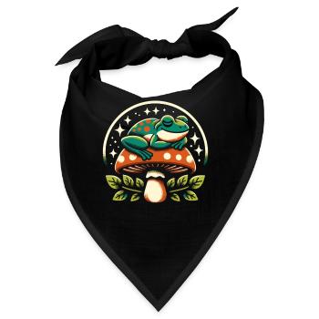 Cottagecore Ästhetischer Froschpilzwald - Bandana - Schwarz - Vorne