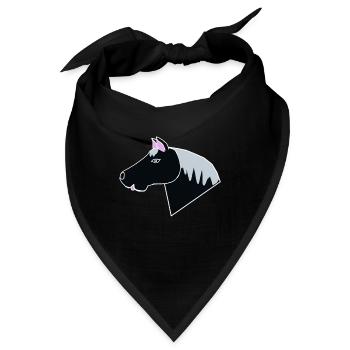Pferd Pony Pferde Kinder Pferdekopf Kind Baby Ross - Bandana - Schwarz - Vorne