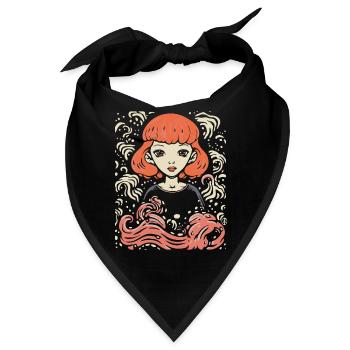 Holzschnitt Comic Kunst Porträt einer Frau - Bandana - Schwarz - Vorne