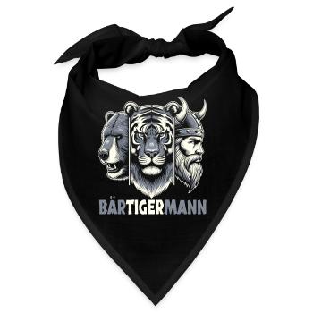Bärtigermann Bär Tiger Mann Geschenk Bart - Bandana - Schwarz - Vorne