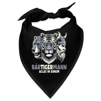 Bärtigermann Bär Tiger Mann Geschenk Bart - Bandana - Schwarz - Vorne