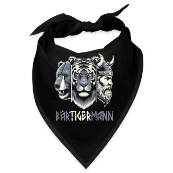 Bärtigermann Bär Tiger Mann Geschenk Bart - Bandana - Schwarz - Vorne