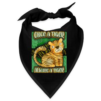 Dschungel Tiger, Kawaii Tiger, lustiger Spruch - Bandana - Schwarz - Vorne