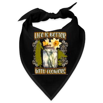 Osterglocke, Narzisse, Vintage botanische Blume - Bandana - Schwarz - Vorne