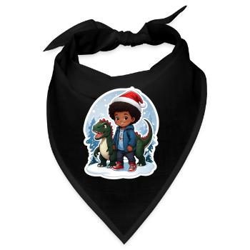 Dino Weihnachten Geschenkidee Kind und Kleinkind - Bandana - Schwarz - Vorne