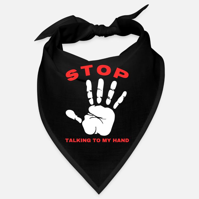Stop Parle à ma main- Design de main drôle - Bandana - noir