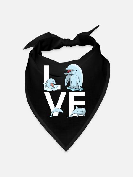 Dolphin Love - Bandana - Schwarz - Vorne