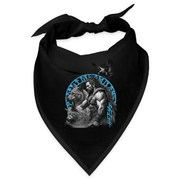 Der Wikinger Krieger und seine treuen Wölfe - Bandana - Schwarz - Vorne