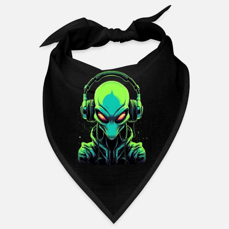 Alien mit Kopfhörer Ausserirdischer DJ Musik Bandana