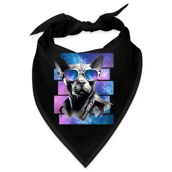 Sphynx Cat Space Glasses Galaxy Sunglasses Cat Mem - Bandana - Schwarz - Vorne
