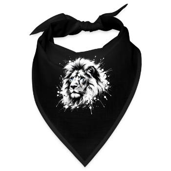 Löwenkopf mit blauen Augen - Liebhaber Löwen - Bandana - Schwarz - Vorne