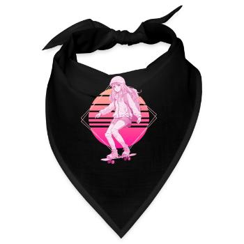 Skater Girl Lofi Skateboard Japanese Vaporwave Ret - Bandana - Schwarz - Vorne